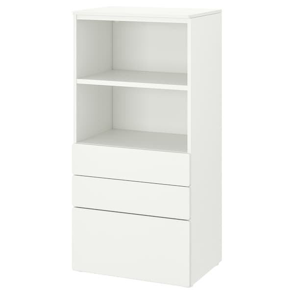 SMÅSTAD / PLATSA - Bookcase, white white/with 3 drawers, 60x42x123 cm - best price from Maltashopper.com 09420515