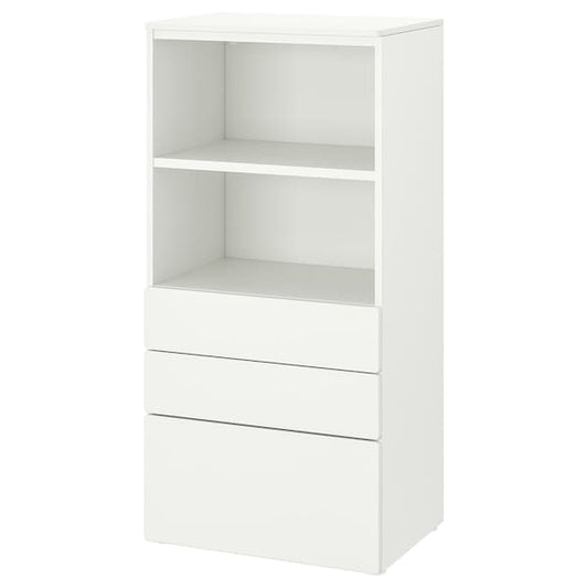 Ikea SMÅSTAD / PLATSA - Bookcase, white white/with 3 drawers, 60x42x123 cm
