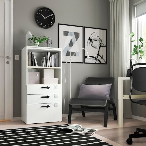 SMÅSTAD / PLATSA - Bookcase, white white/with 3 drawers, 60x42x123 cm - best price from Maltashopper.com 09420515