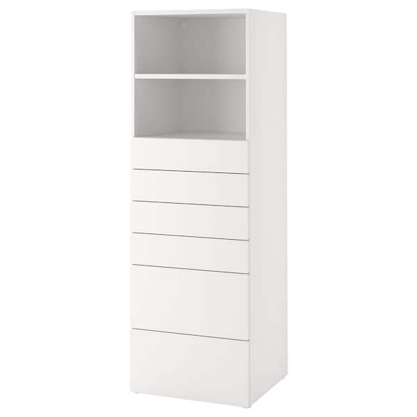 Ikea SMÅSTAD / PLATSA - Bookcase, white white/with 6 drawers, 60x57x181 cm