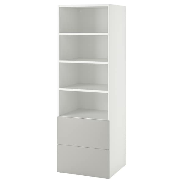 SMÅSTAD / PLATSA - Bookcase, white grey/with 2 drawers, 60x57x181 cm - best price from Maltashopper.com 99483283
