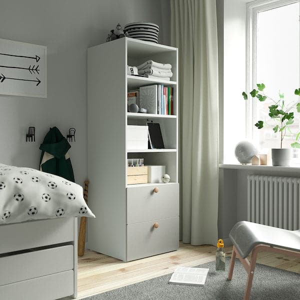 SMÅSTAD / PLATSA - Bookcase, white grey/with 2 drawers, 60x57x181 cm - best price from Maltashopper.com 99483283
