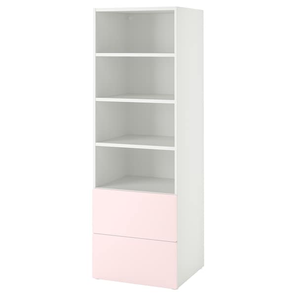 SMÅSTAD / PLATSA - Bookcase, white pale pink/with 2 drawers, 60x57x181 cm - best price from Maltashopper.com 69483270