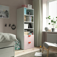 SMÅSTAD / PLATSA - Bookcase, white pale pink/with 2 drawers, 60x57x181 cm - best price from Maltashopper.com 69483270