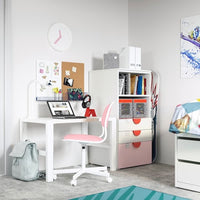SMÅSTAD / PLATSA - Bookcase, white pale pink/with 3 drawers, 60x57x123 cm - best price from Maltashopper.com 49387811