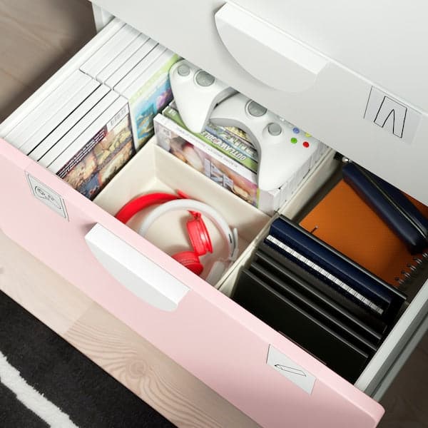 SMÅSTAD / PLATSA - Bookcase, white pale pink/with 3 drawers, 60x42x123 cm - best price from Maltashopper.com 49420523