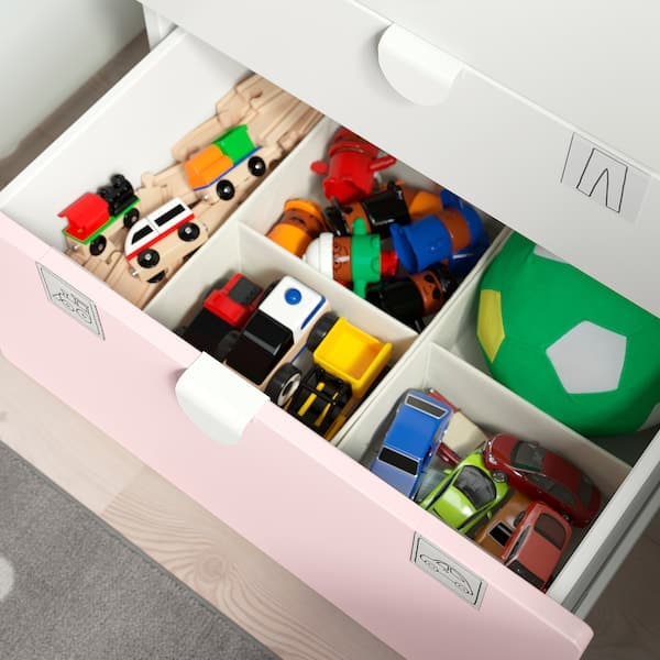 SMÅSTAD / PLATSA - Bookcase, white pale pink/with 3 drawers, 60x42x123 cm - best price from Maltashopper.com 49420523