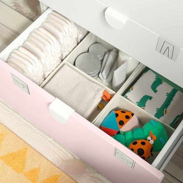SMÅSTAD / PLATSA - Bookcase, white pale pink/with 3 drawers, 60x42x123 cm - best price from Maltashopper.com 49420523