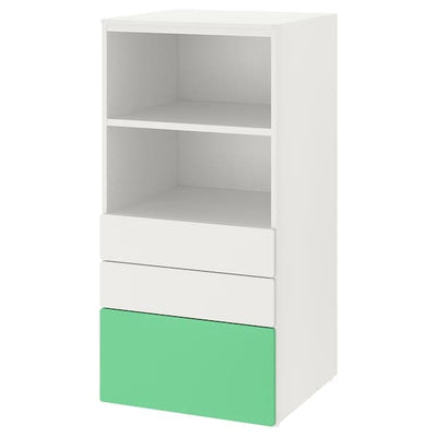 SMÅSTAD / PLATSA - Bookcase, white green/with 3 drawers, 60x57x123 cm - best price from Maltashopper.com 59387815