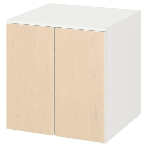 SMÅSTAD / PLATSA - Cabinet, white birch/with 1 shelf, 60x57x63 cm