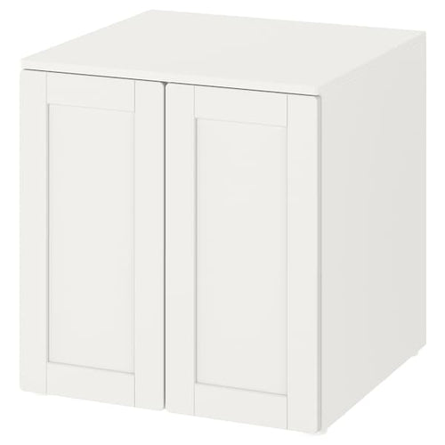 SMÅSTAD / PLATSA - Cabinet, white with frame/with 1 shelf, 60x57x63 cm