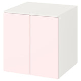 SMÅSTAD / PLATSA cabinet, white pale pink/with 1 shelf, 60x57x63 cm