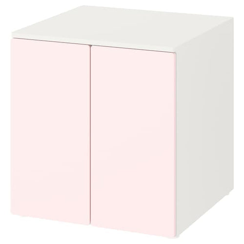 SMÅSTAD / PLATSA - Cabinet, white pale pink/with 1 shelf, 60x57x63 cm