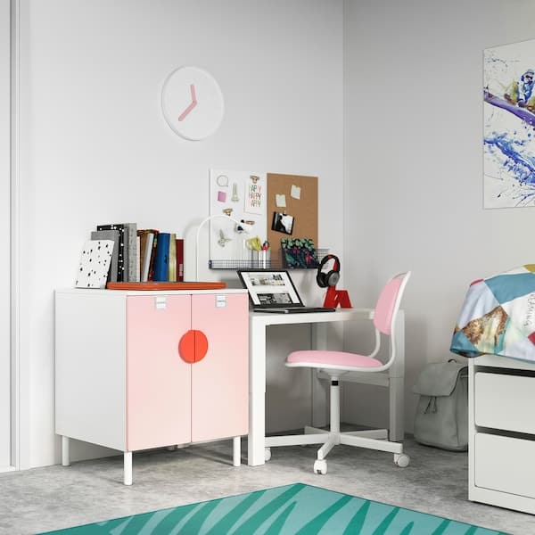 Ikea SMÅSTAD / PLATSA - Cabinet, white pale pink/with 1 shelf, 60x57x63 cm