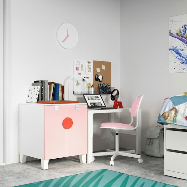 SMÅSTAD / PLATSA - Cabinet, white pale pink/with 1 shelf