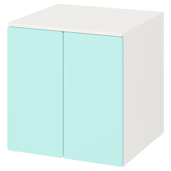 SMÅSTAD / PLATSA - Cabinet, white pale turquoise/with 1 shelf, 60x57x63 cm - best price from Maltashopper.com 79389663