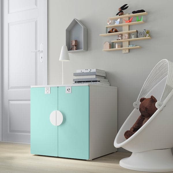 SMÅSTAD / PLATSA - Cabinet, white pale turquoise/with 1 shelf