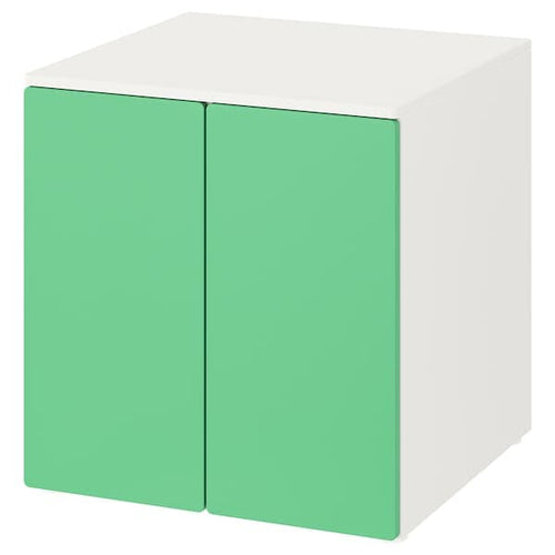 SMÅSTAD / PLATSA - Cabinet, white green/with 1 shelf, 60x57x63 cm