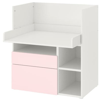SMÅSTAD - Desk, white pale pink/with 2 drawers, 90x79x100 cm - best price from Maltashopper.com 09392254