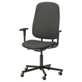SMÖRKULL office chair with armrests, Gräsnäs dark grey, 65 cm