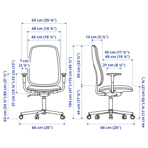 Ikea SMÖRKULL - Office chair with armrests, Gräsnäs dark grey