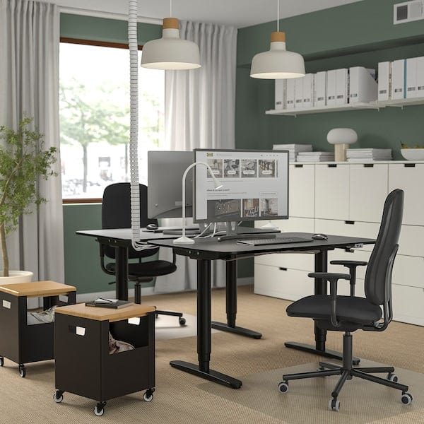 Ikea SMÖRKULL - Office chair with armrests, Gräsnäs dark grey