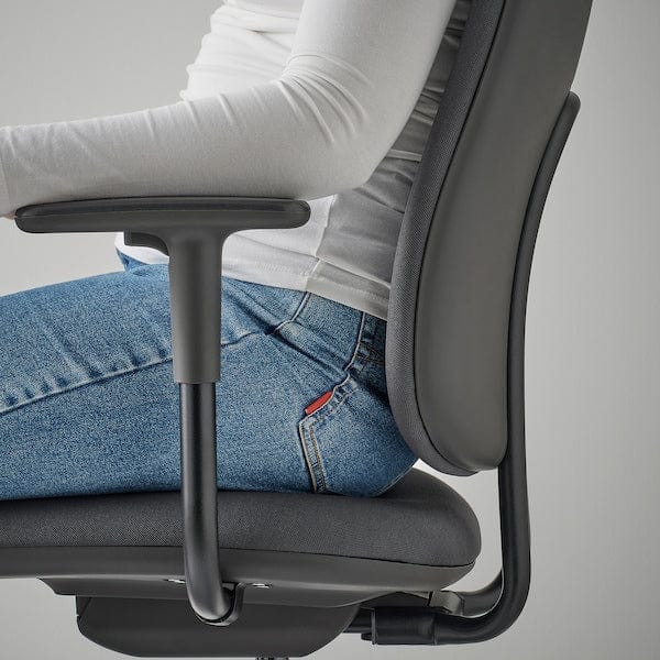 Ikea SMÖRKULL - Office chair with armrests, Gräsnäs dark grey