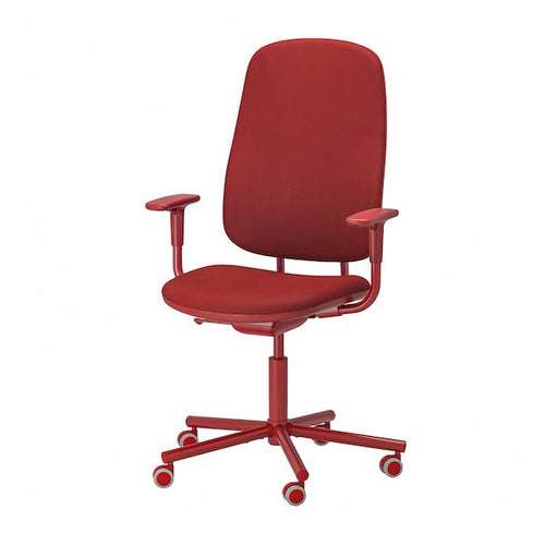 SMÖRKULL - Office chair with armrests, Gräsnäs red