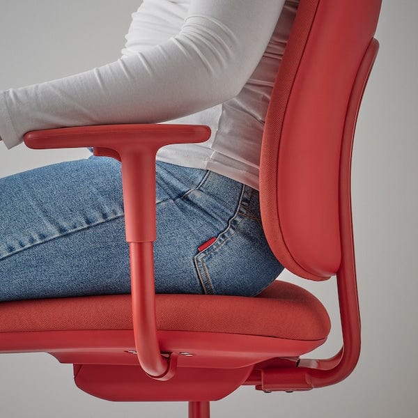 Ikea SMÖRKULL - Office chair with armrests, Gräsnäs red