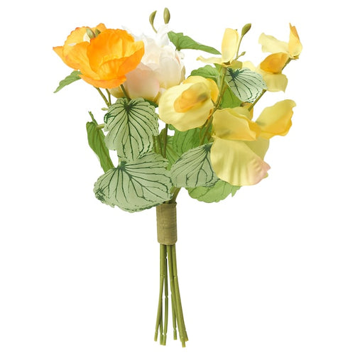 SMYCKA - Artificial bouquet, in/outdoor/yellow orange, 30 cm