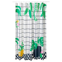 SNÖJONKVILL - Shower curtain, white/green, 180x200 cm - best price from Maltashopper.com 70557415