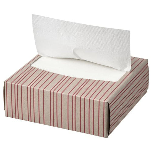 SNÖKRABBA - Paper napkin, striped light brown/bright red, 16x32 cm