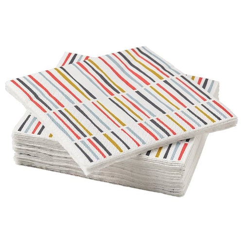 SNÖKRABBA - Paper napkin, stripe pattern multicolour, 24x24 cm