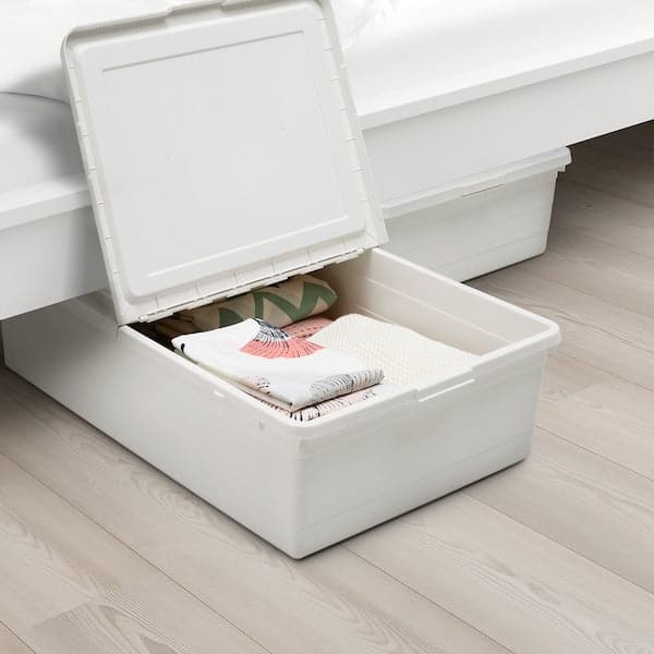 Ikea SOCKERBIT - Storage box with lid, white, 50x77x19 cm