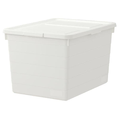 RYKTA Storage box with lid, transparent gray-blue, 9 ½x14 ¼x9/4