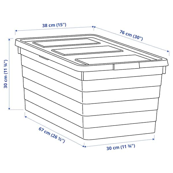 SOCKERBIT - Storage box with lid, white, 38x76x30 cm - best price from Maltashopper.com 40522088
