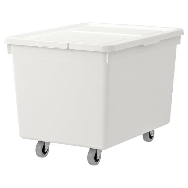 SOCKERBIT - Box with castors and lid, white, 38x51x37 cm - best price from Maltashopper.com 09207572