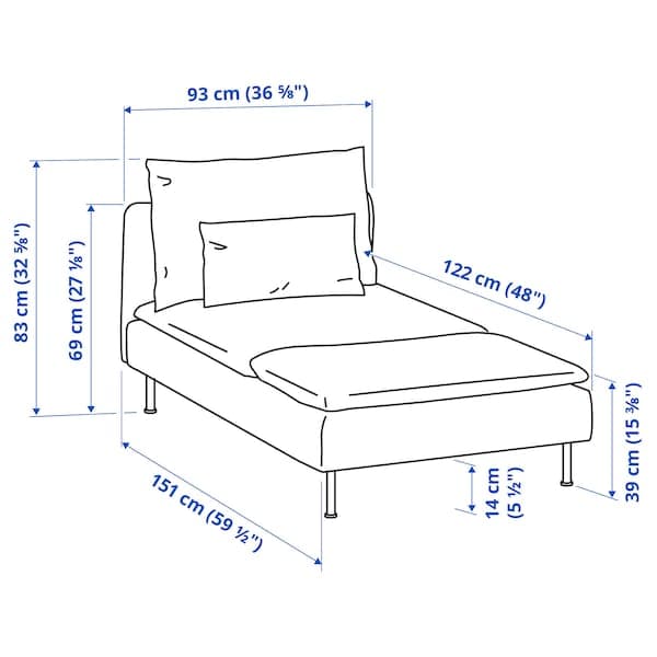 Ikea SÖDERHAMN - Chaise-longue, Tallmyra light green ,