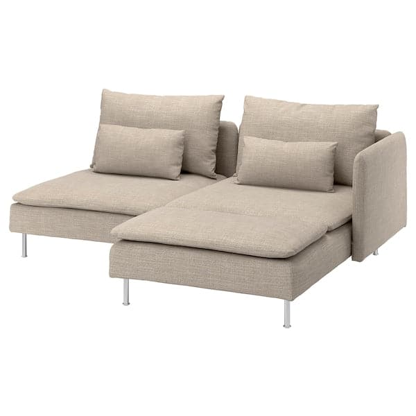 Ikea SÖDERHAMN - 2-seater sofa with chaise-longue and armrest/Hillared beige ,