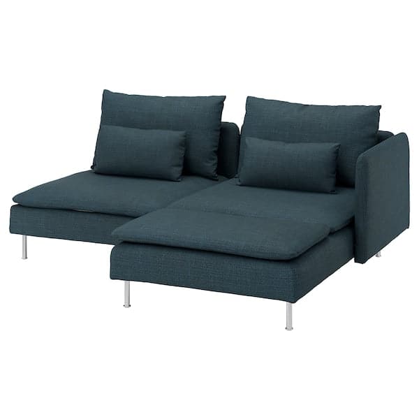 SÖDERHAMN - 2-seater sofa with chaise-longue and armrest/Hillared dark blue , - best price from Maltashopper.com 09430581