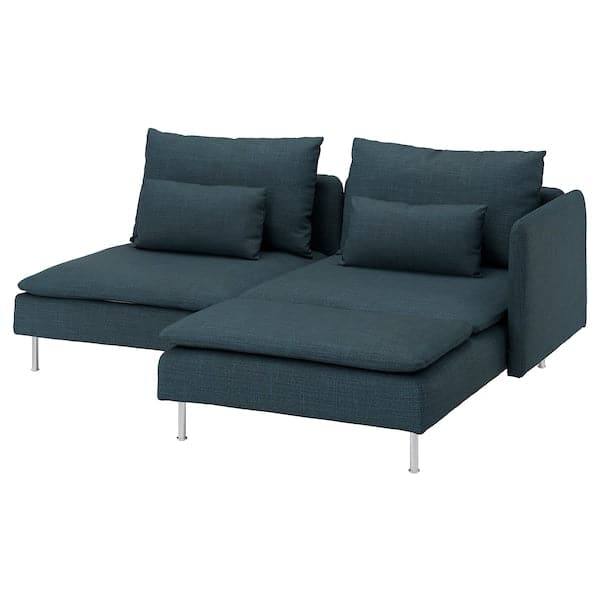 Ikea SÖDERHAMN - 2-seater sofa with chaise-longue and armrest/Hillared dark blue ,