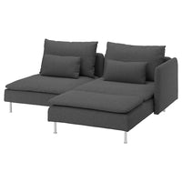 SÖDERHAMN 2-seat sofa, with chaise longue with armrest/Tallmyra medium grey, 192 cm