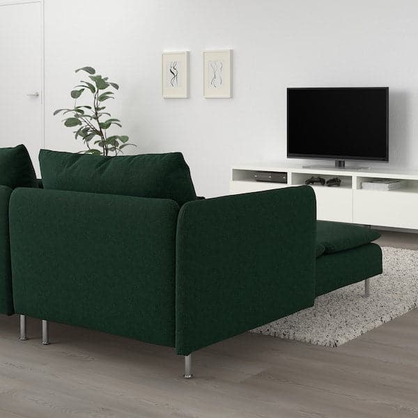 SÖDERHAMN - 2-seater sofa with chaise-longue and armrest/Tallmyra dark green , - best price from Maltashopper.com 69430644