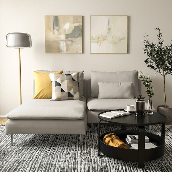 Ikea SÖDERHAMN 2-seater sofa with chaise-longue, Fridtuna light beige ,