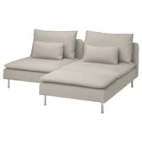 SÖDERHAMN 2-seat sofa with chaise longue, Fridtuna light beige, 186 cm