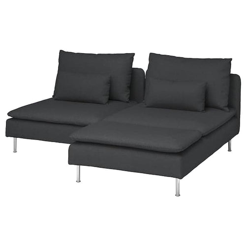 SÖDERHAMN 2-seater sofa with chaise-longue, Fridtuna dark grey ,