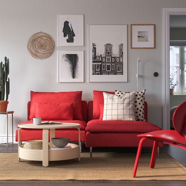 Ikea SÖDERHAMN - 2-seater sofa with chaise-longue, Tonerud red