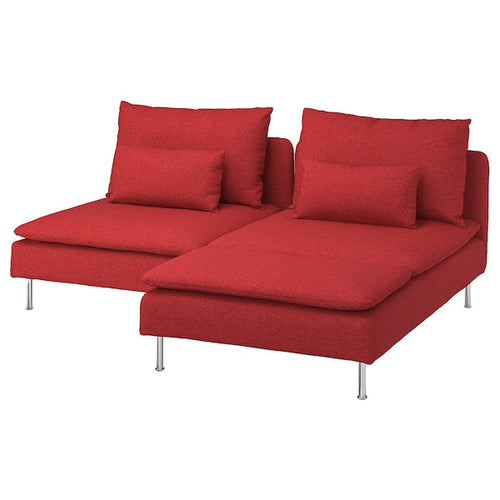 SÖDERHAMN - 2-seater sofa with chaise-longue, Tonerud red