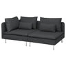 SÖDERHAMN 3-seat sofa, with open end/Fridtuna dark grey, 192 cm