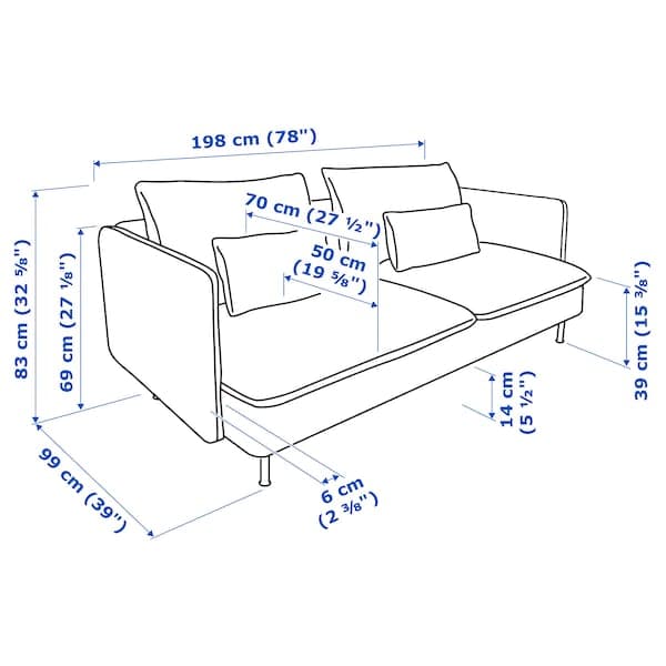 SÖDERHAMN 3-seater sofa, Fridtuna dark grey , - Premium Sofas from Ikea - Just €974.99! Shop now at Maltashopper.com